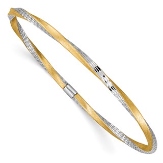 Gold Satin and Diamond-cut Slip-on Bangles