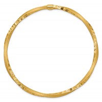 14K Yellow Gold Satin Finish Diamond-cut Twist 3.00mm Slip-on Round Bangle Bracelet view 2