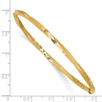 14K Yellow Gold Satin Finish Diamond-cut Twist 3.00mm Slip-on Round Bangle Bracelet view 3