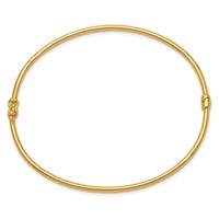 14K Yellow Gold Polished 2.00mm Hinged Oval Bangle Bracelet view 2