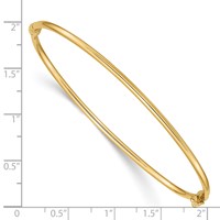 14K Yellow Gold Polished 2.00mm Hinged Oval Bangle Bracelet view 3