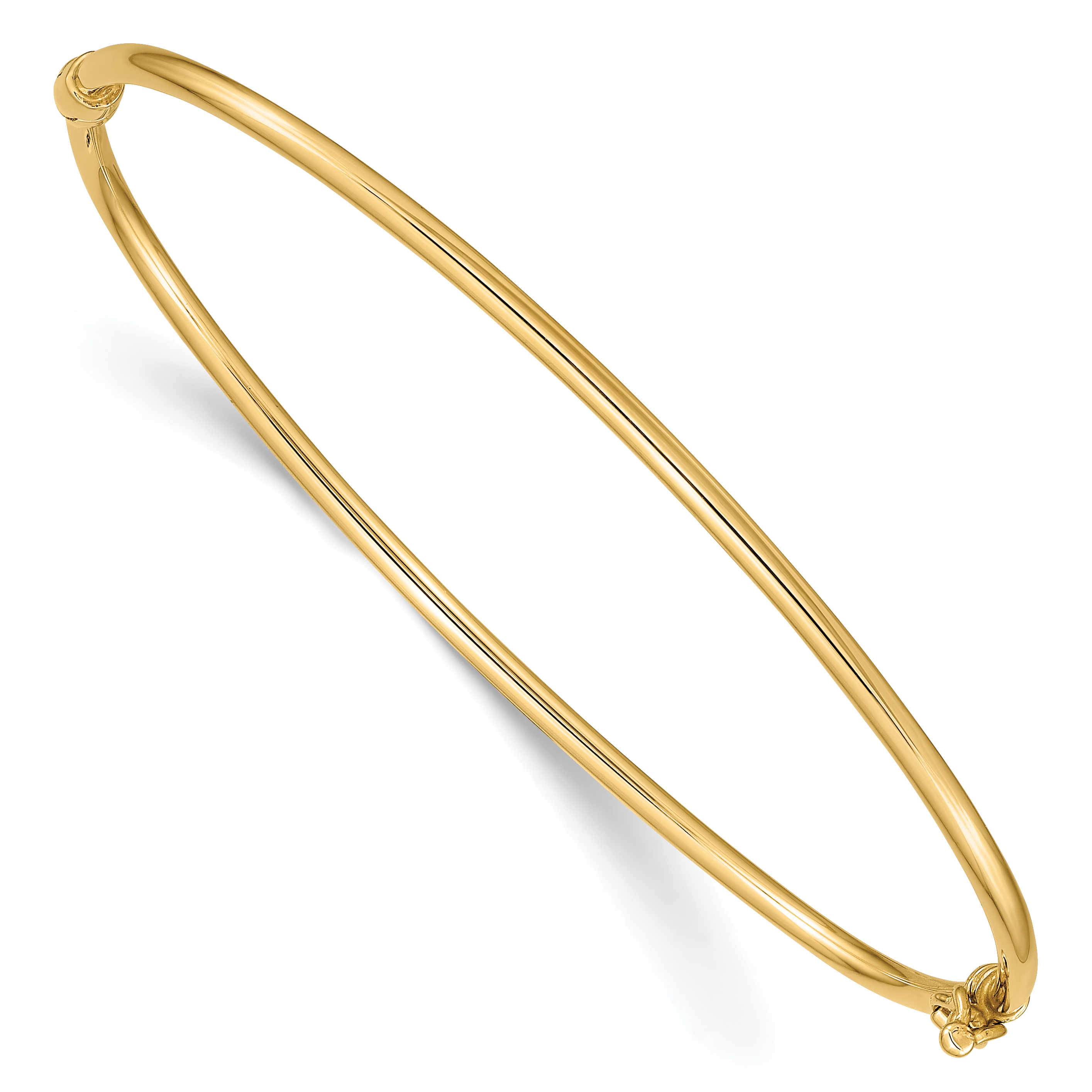 14K Polished 2.00mm Hinged Oval Bangle Bracelet (DB495)