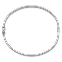 14K White Gold Polished 4.00mm Hinged Oval Bangle Bracelet view 2