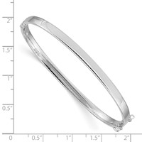 14K White Gold Polished 4.00mm Hinged Oval Bangle Bracelet view 3