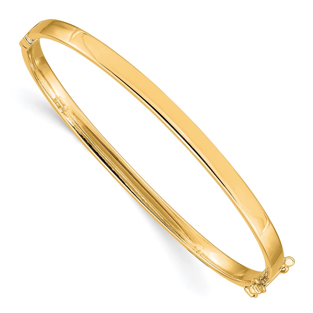 14k Polished 4.00mm Hinged Oval Bangle Bracelet (DB499Y)