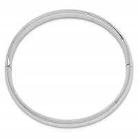 14K White Gold High Polished 10.00mm Hinged Oval Bangle Bracelet view 2