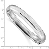 14K White Gold High Polished 10.00mm Hinged Oval Bangle Bracelet view 3