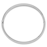 14K White Gold High Polished 8.00mm Hinged Oval Bangle Bracelet view 2