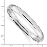14K White Gold High Polished 8.00mm Hinged Oval Bangle Bracelet view 3