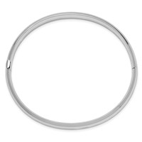 14K White Gold High Polished 6.00mm Hinged Oval Bangle Bracelet view 2