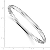14K White Gold High Polished 5.00mm Hinged Oval Bangle Bracelet view 3