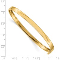 14K Yellow Gold Polished 5.00mm Flexible Oval Bangle Bracelet view 3