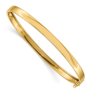 14K Polished 5.00mm Flexible Oval Bangle Bracelet