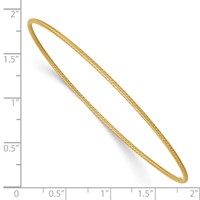 14K Yellow Gold Polished Textured Twist 1.50mm Slip-on Round Bangle Bracelet view 3
