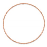 14K Rose Gold Polished Textured Twist 1.50mm Slip-on Round Bangle Bracelet view 2