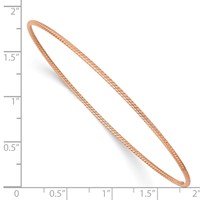 14K Rose Gold Polished Textured Twist 1.50mm Slip-on Round Bangle Bracelet view 3