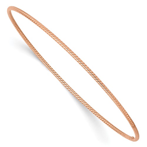 14k 1.5mm Rose Gold Textured Slip-on Bangle Bracelet