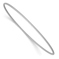 14K White Gold Polished Textured Twist 1.50mm Slip-on Round Bangle Bracelet view 1