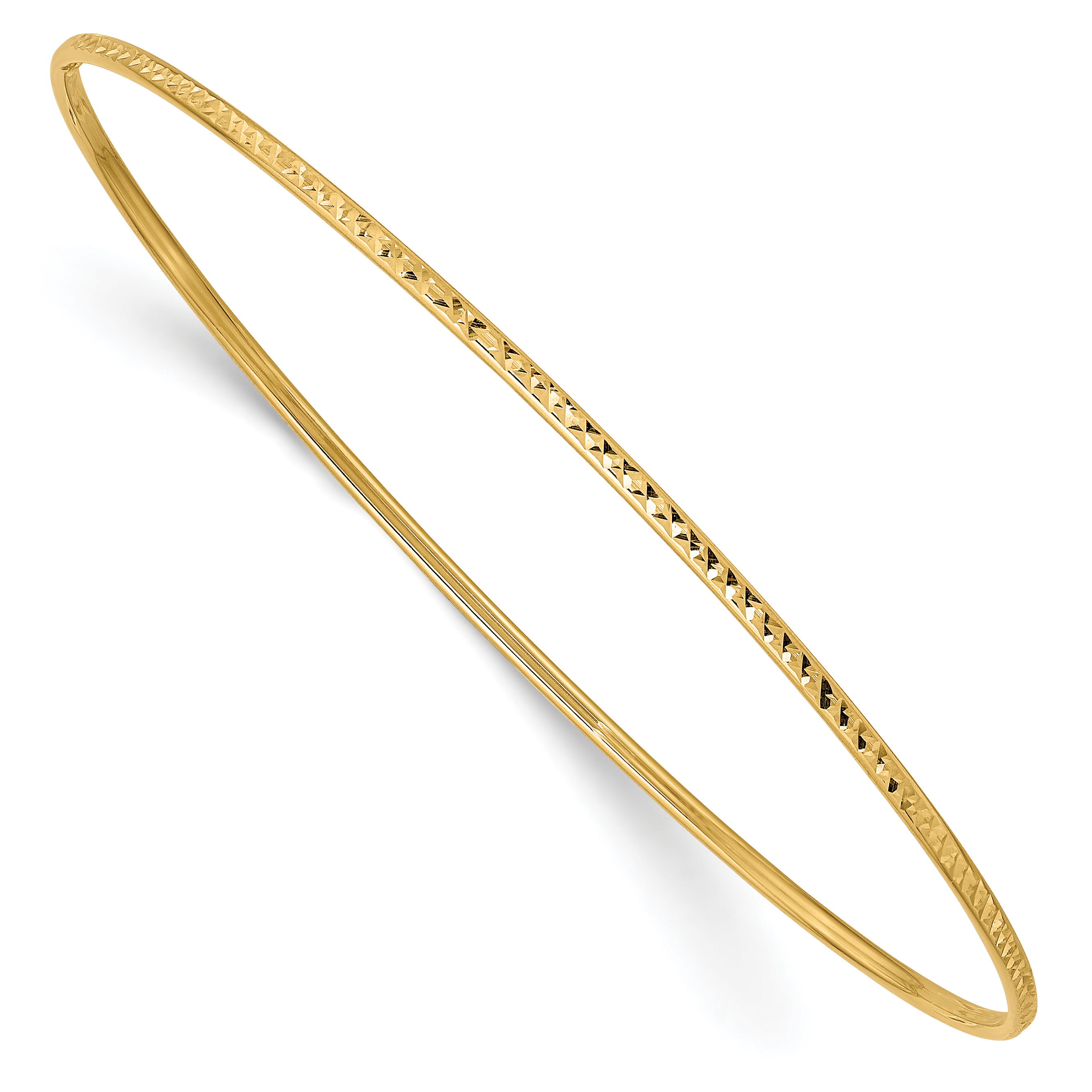 14k Polished Diamond-Cut 1.50mm Slip-on Round Bangle Bracelet (DB544)
