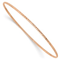 14K Rose Gold Polished Diamond-Cut 1.50mm Slip-on Round Bangle Bracelet view 1