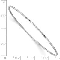 14K White Gold Polished Diamond-Cut 1.50mm Slip-on Round Bangle Bracelet view 3