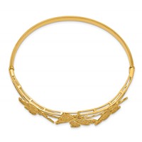 14K Yellow Gold Polished Filigree Butterflies Hinged Oval Bangle Bracelet view 2