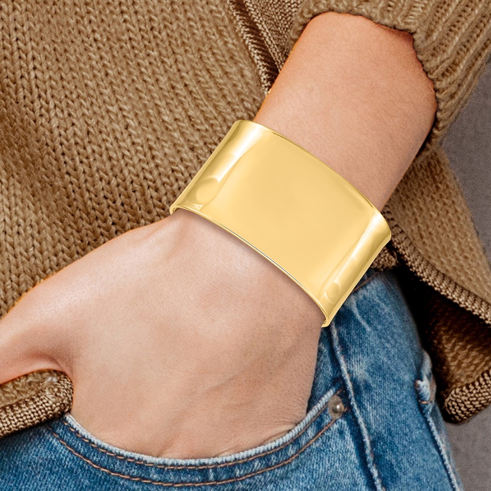 14K 37mm Polished Cuff Bangle Bracelet (DB559)