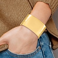 14K 37mm Yellow Gold Polished Cuff Bangle Bracelet view 4