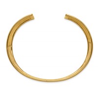 14K 37mm Hammered Polished Cuff Bangle Bracelet view 2