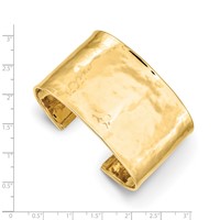 14K 37mm Hammered Polished Cuff Bangle Bracelet view 3