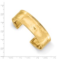 14K 19mm Yellow Gold Hammered Polished Cuff Bangle Bracelet view 3