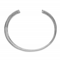 14K White Gold 37mm Hammered Polished Cuff Bangle Bracelet view 2