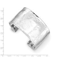 14K White Gold 37mm Hammered Polished Cuff Bangle Bracelet view 3