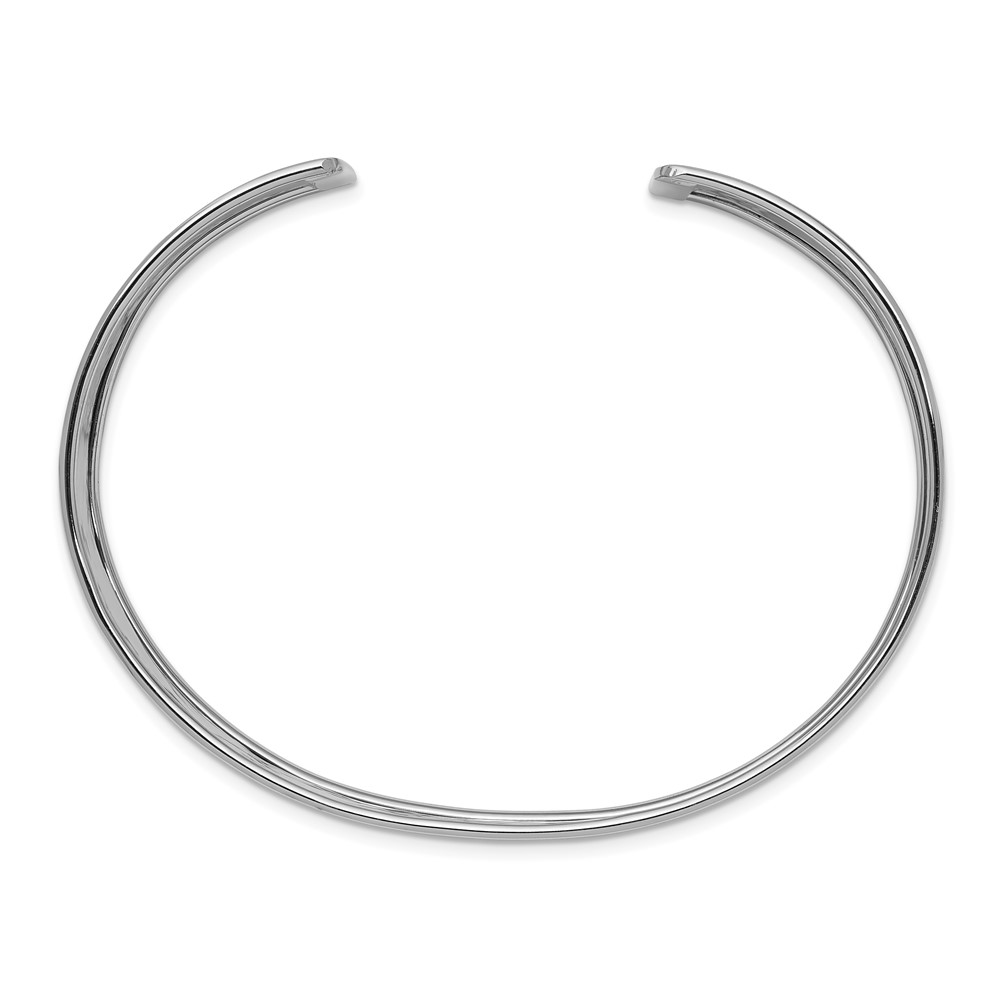 14k White Gold 19mm Hammered Polished Cuff Bangle Bracelet (DB564)