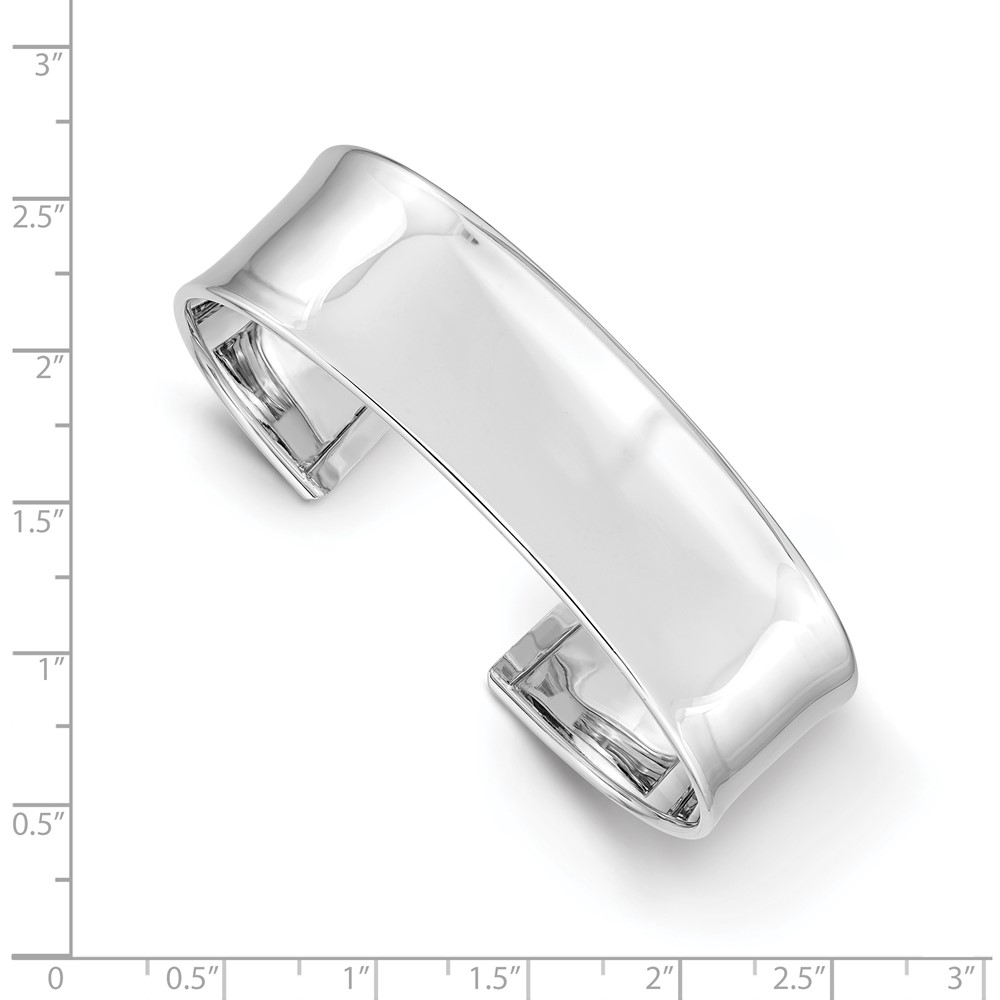 14k White Gold 18.5mm Polished Cuff Bangle Bracelet (DB567)