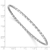 14K White Gold Polished Twisted 2.50mm Slip-on Round Bangle Bracelet view 3