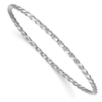 14K White Gold Polished Twisted 2.50mm Slip-on Round Bangle Bracelet view 1