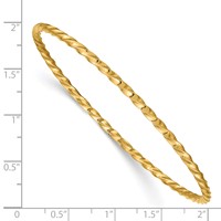 14K Yellow Gold Polished Twisted 2.50mm Slip-on Round Bangle Bracelet view 3
