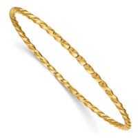 14K Yellow Gold Polished Twisted 2.50mm Slip-on Round Bangle Bracelet view 1