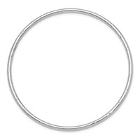 14K White Gold Polished Grooved 2.50mm Slip-on Round Bangle Bracelet view 2