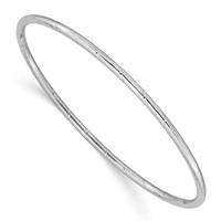 14K White Gold Polished Grooved 2.50mm Slip-on Round Bangle Bracelet view 1