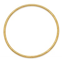 14K Yellow Gold Polished Grooved 2.50mm Slip-on Round Bangle Bracelet view 2