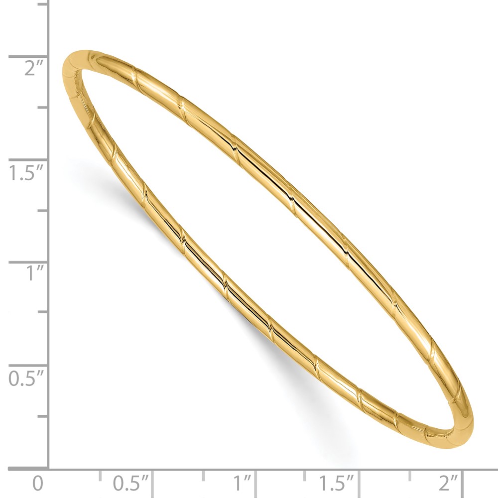 14k Polished Grooved 2.50mm Slip-on Round Bangle Bracelet (DB571)