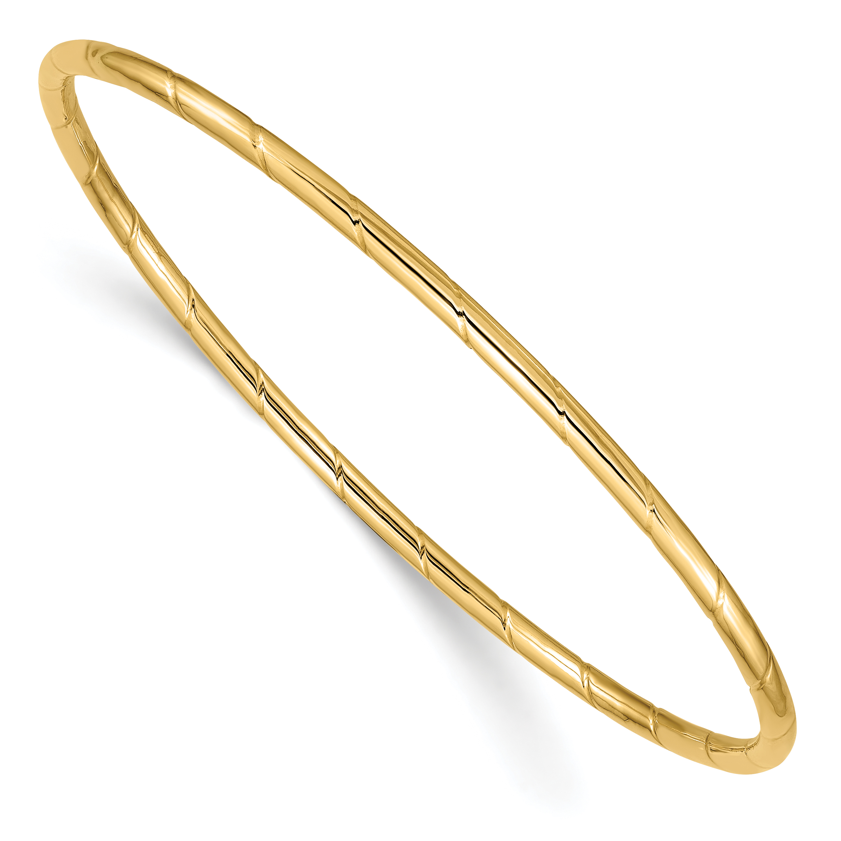 14k Polished Grooved 2.50mm Slip-on Round Bangle Bracelet (DB571)