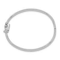 14K White Gold Polished 3.75mm Hinged Safety Clasp Bangle view 2