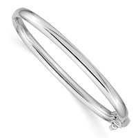 14K White Gold Polished 3.75mm Hinged Safety Clasp Bangle view 1