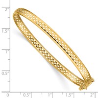14K Yellow Gold Polished Cut-out Lattice Design Bracelet with Safety Clasp 4.75mm Flexible Oval Bangle view 3