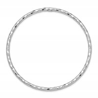 14K White Gold Polished Textured 3.00mm Slip-on Round Bangle Bracelet view 3