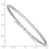 14K White Gold Polished Textured 3.00mm Slip-on Round Bangle Bracelet view 4