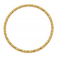 14K Yellow Gold Polished Textured 3.00mm Slip-on Round Bangle Bracelet view 3